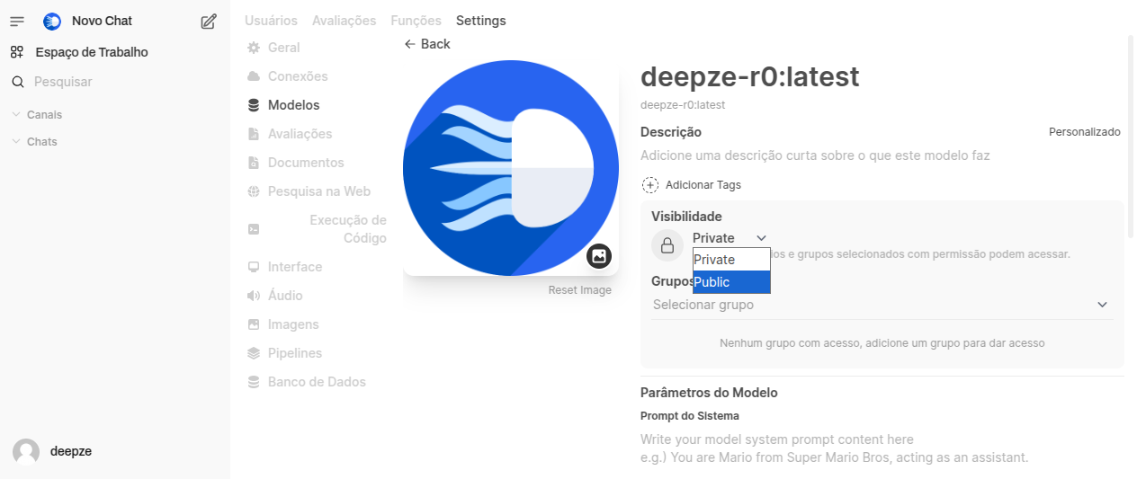 Configuração de permissões de modelo
